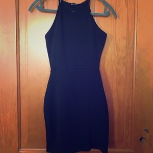 Aniqah Black high neck split detail bodycon dress